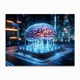 An Intricate Digital Brain Interface Intertwined With A Vast Ai Network Studying The Neural Connec 2 1 Canvas Print