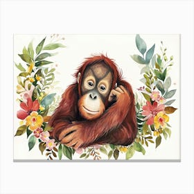 Little Floral Orangutan 4 Canvas Print