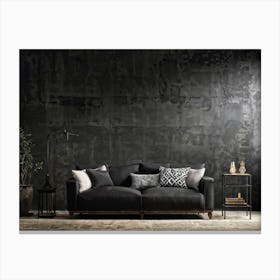 Abstract Retro Design Featuring Block Patterns Mimic Aged Concrete With Rough Texture Set Against T (4) Canvas Print