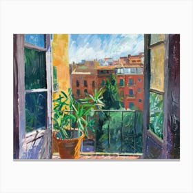 Barcelona From The Window View Painting 2 Canvas Print