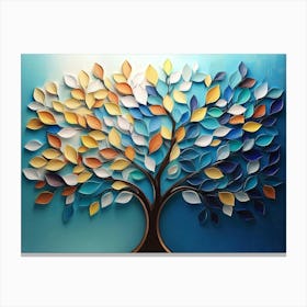 Colorful Tree with Leaves on Hanging Branches 2 Canvas Print