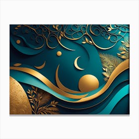 Gold And Blue Abstract Background vector art Canvas Print