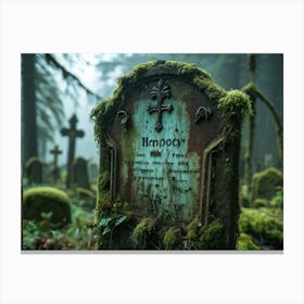 A Decaying Signboard At The Infamous Haunted Cemetery Letters Of The Signboard Are Weather Beaten A (11) Canvas Print