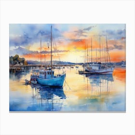 Boats At Sunset Canvas Print