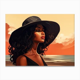Illustration of an African American woman at the beach 41 Canvas Print