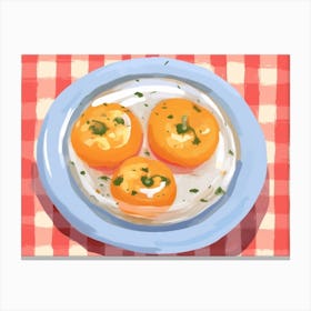 A Plate Of Ripe Tomato, Top View Food Illustration, Landscape 3 Canvas Print