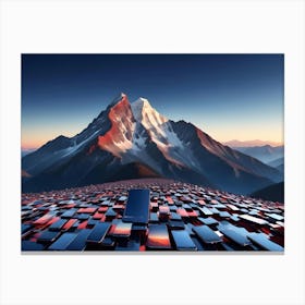 A Single Smartphone Stands At The Peak Of A Mountain Made Up Of Countless Other Phones Canvas Print