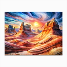 A Glowing Depiction Of The Wave Sandstone Formatio Canvas Print