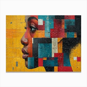 Colorful Chronicles: Abstract Narratives of History and Resilience. Woman'S Face 1 Canvas Print
