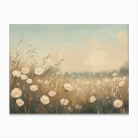 White Flowers In A Field Canvas Print