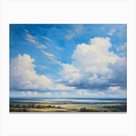 Cumulus Clouds Headlining The Scenic Landscape Clustered Carelessly Against A Shifting Cerulean Ba (6) Canvas Print