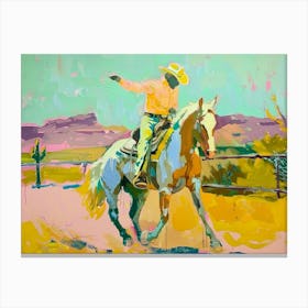 Neon Cowboy In Tucson Arizona Painting Canvas Print