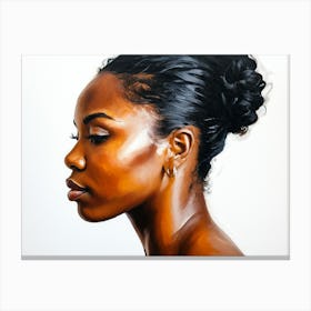 Side Profile Of Beautiful Woman Oil Painting 117 Canvas Print