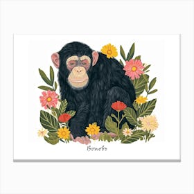 Little Floral Bonobo 1 Poster Canvas Print