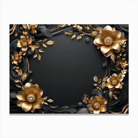 Gold Floral Frame 2 Canvas Print