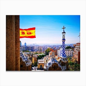 A Distinctively Spanish Arm Wrapped In The Vibrant Colors Of The National Ensign Of Red And Yellow (4) Canvas Print