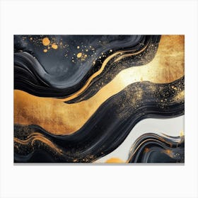 Gold And Black Abstract Painting 2 Canvas Print