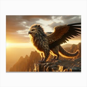 Lion-Bird Throning Fantasy Canvas Print