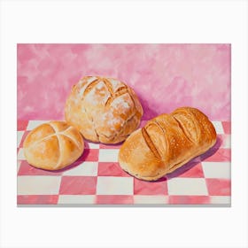 Bread Pink Checkerboard 1 Canvas Print