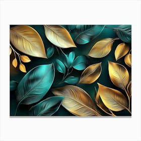 Gold Leaves Wallpaper Canvas Print