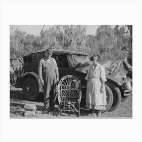 Migrant Cane Chair Maker And Wife In Front Of Their Automobile Home, Near Paradis, Louisiana By Russell Lee Canvas Print