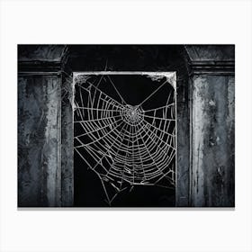 Art Grey Decor Design Halloween Horizontal Grunge Skittish Dark Spiders Web Net Silhouet (33) Canvas Print