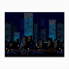 Night Cityscape City Buiding Art Vaporwave Canvas Print