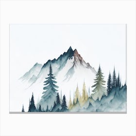 Mountain And Forest In Minimalist Watercolor Horizontal Composition 260 Canvas Print