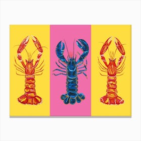 Lobster Raspberry Yellow Pop Art Canvas Print
