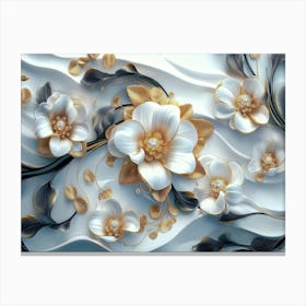 White And Gold Flowers 1 Canvas Print