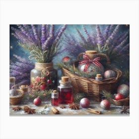 Lavender Christmas Ephemera Oil Paintings 9 Canvas Print