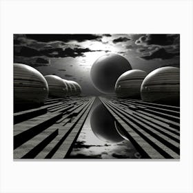 Parallel Universes Abstract Black And White 6 Canvas Print