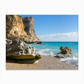 Cliffs, rocky beach and the Mediterranean Sea Canvas Print