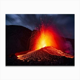 Molten Lava Bursting Forth In A Dynamic Eruption Vivid Fiery Colors Intertwining Luminous Glows S Canvas Print