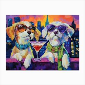 Dogs At The Rooftop Bar 2 Canvas Print