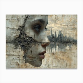 Temporal Resonances: A Conceptual Art Collection. Face Of The City Canvas Print