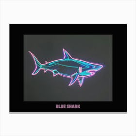 Neon Pink Blue Shark Poster 1 Canvas Print