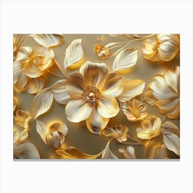 Golden Floral Background, Gold Flower Design Canvas Print