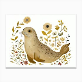 Little Floral Harp Seal 3 Canvas Print