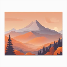 Misty mountains horizontal background in orange tone 161 Canvas Print