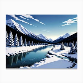 Mountain Majesty in Winter's Grip 2 Canvas Print