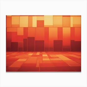 A Geometric Pattern Of Red And Orange Rectangles Of Various Sizes, Forming A Wall And Floor Canvas Print