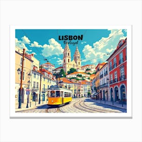 Lisbon Portugal Vintage Travel V 09 Canvas Print