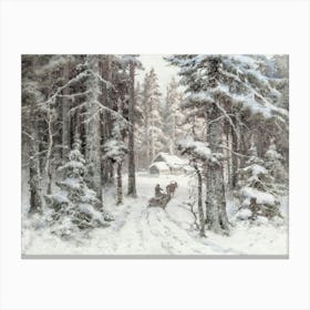 Winter In The Woods, Vintage Landscape Art Canvas Print