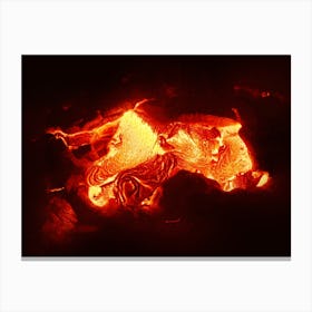 Details of an active lava flow, hot magma emerges from a crack in the earth Canvas Print