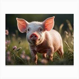 Pig In The Grass 1 Canvas Print