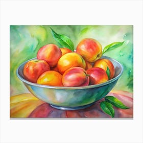 Peaches In A Bowl Canvas Print