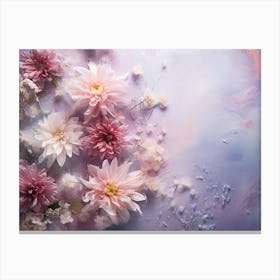 Pink Flowers On A Purple Background Canvas Print