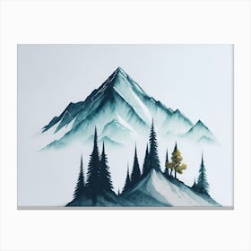 Mountain And Forest In Minimalist Watercolor Horizontal Composition 164 Canvas Print