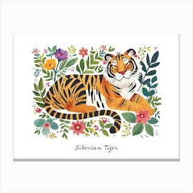 Little Floral Siberian Tiger 1 Poster Canvas Print
